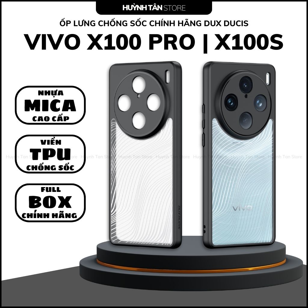 Ốp lưng vivo x100 pro x100s aimo chính hãng dux ducis chống va đập trong suốt không ố vàng