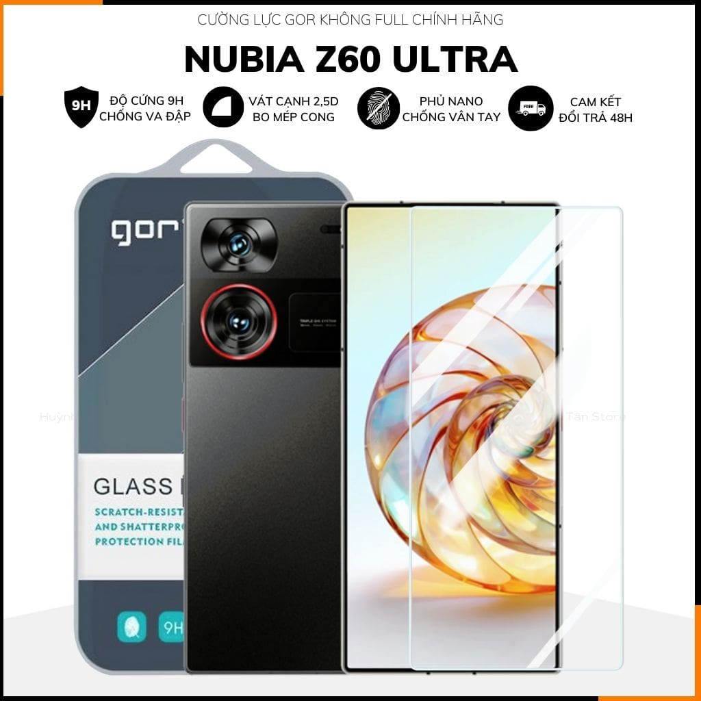 Kính cường lực zte z60 ultra trong suốt KHÔNG FULL MÀN chống bám vân tay chính hãng GOR phụ kiện huỳnh tân store