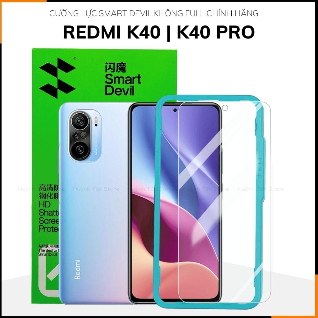 Kính cường lực redmi k40, k40 pro trong suốt KHÔNG FULL MÀN chống bám vân tay chính hãng SMART DEVIL huỳnh tân store