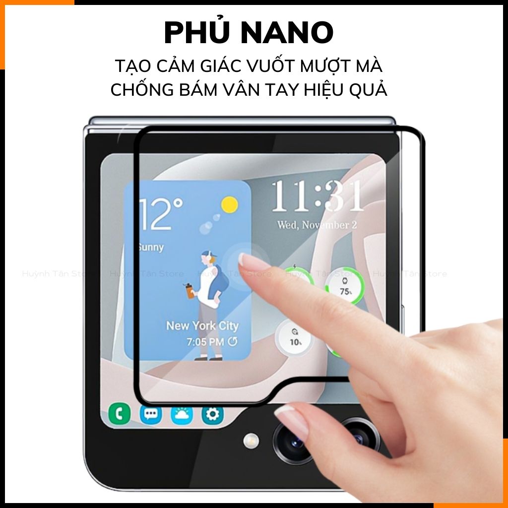 Kính cường lực z flip 5 trong suốt màn ngoài chống bám vân tay chính hãng KUZOOM phụ kiện điện thoại huỳnh tân store