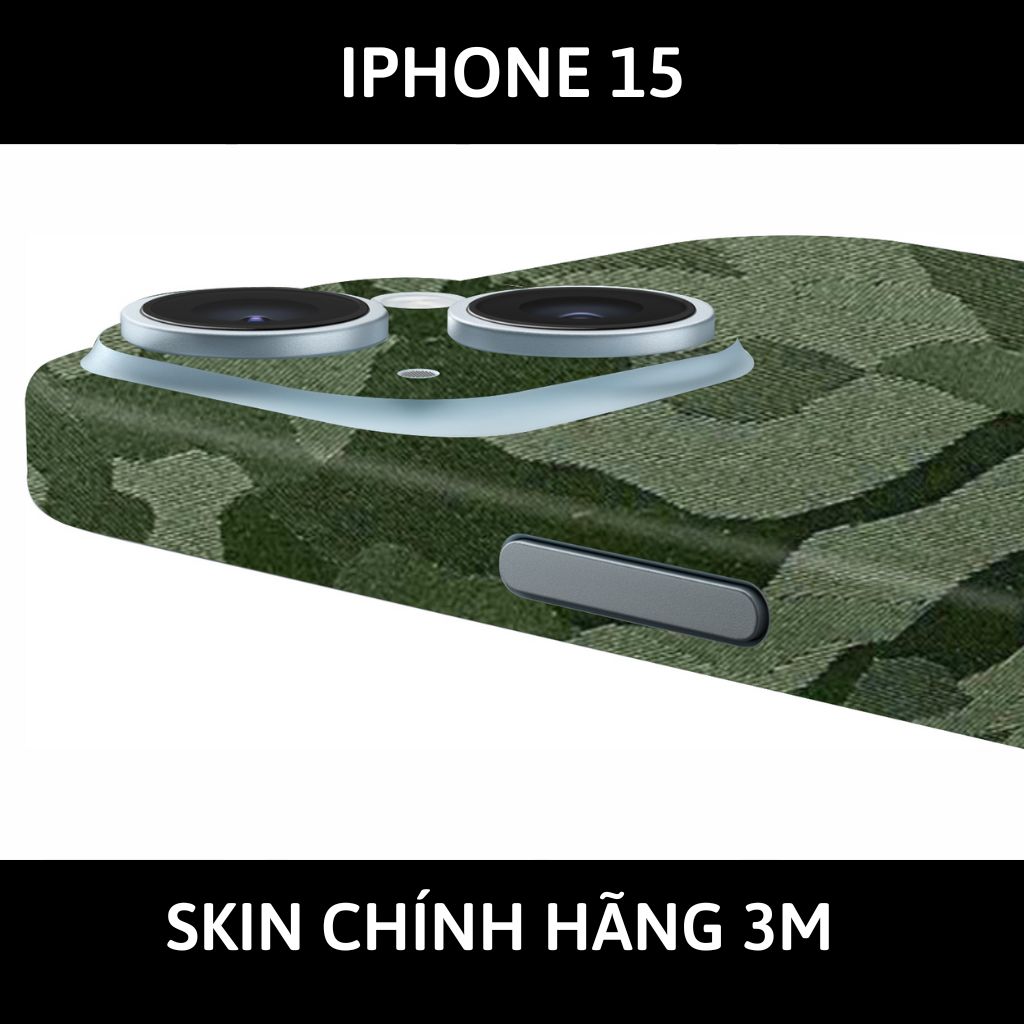 Dán skin điện thoại Iphone 15, Iphone 15 Plus full body và camera nhập khẩu chính hãng USA phụ kiện điện thoại huỳnh tân store - CAMO GREEN - Warp Skin Collection