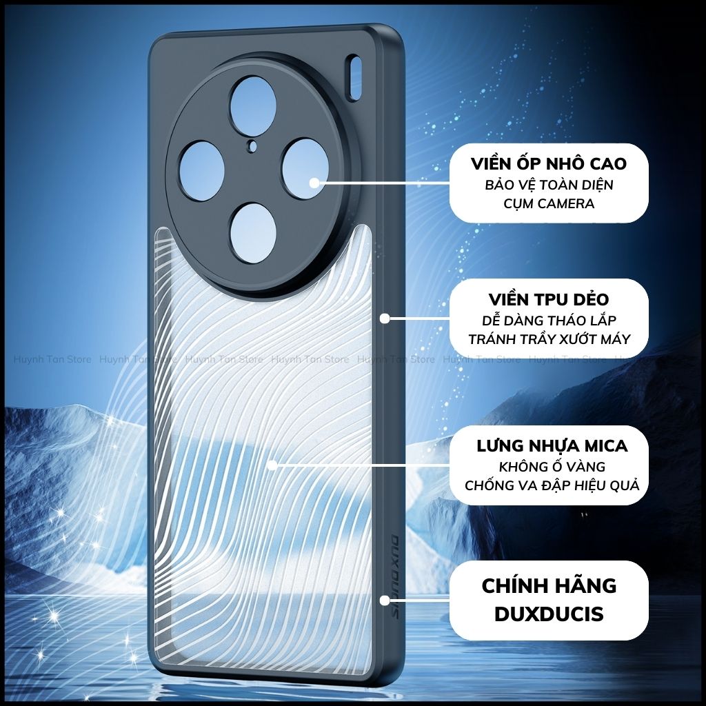 Ốp lưng vivo x100 pro x100s aimo chính hãng dux ducis chống va đập trong suốt không ố vàng