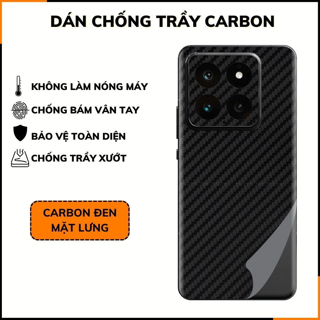 Miếng dán xiaomi mi 14 carbon trong và đen chống trầy xướt chống bám vân tay phụ kiện điện thoại huỳnh tân store