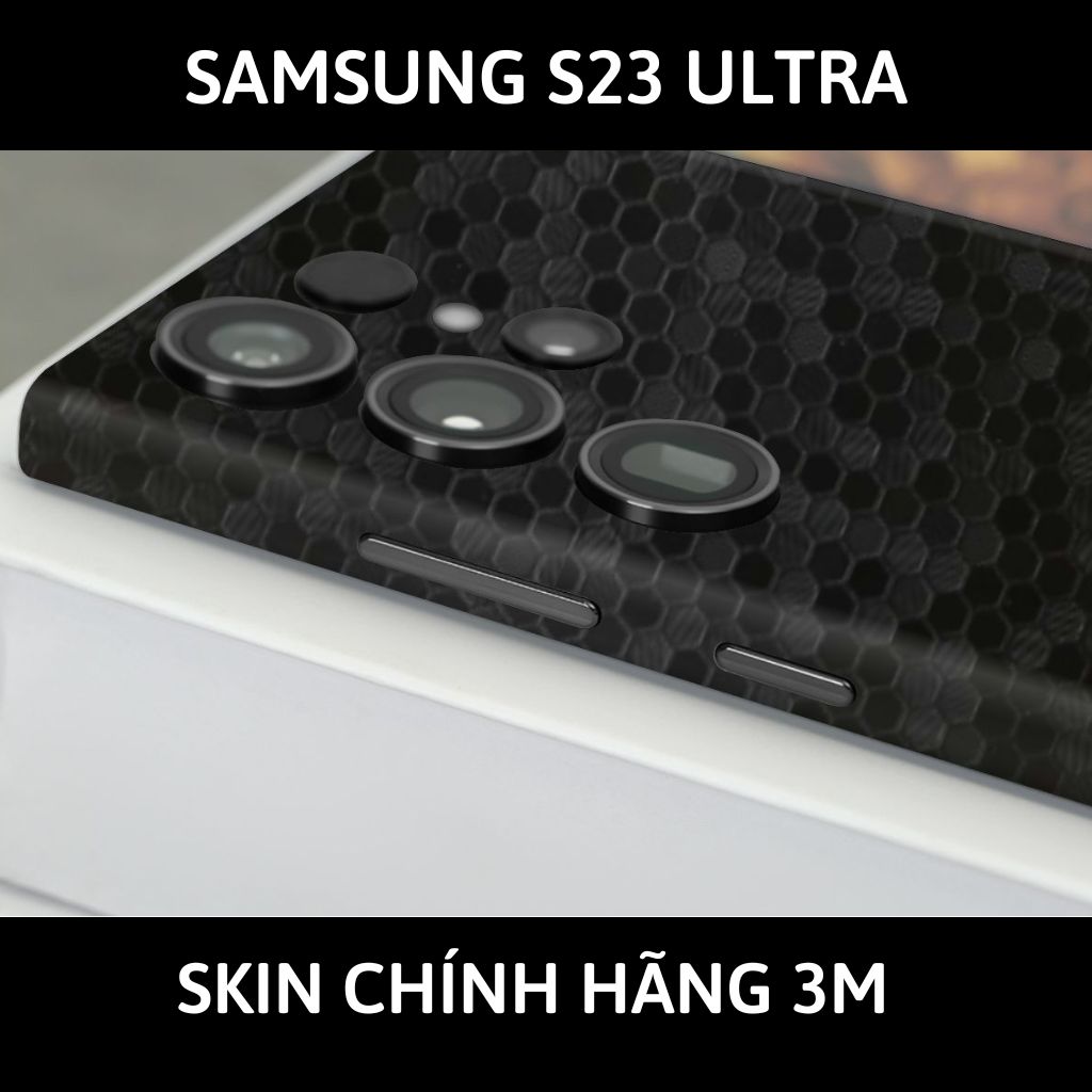 Dán skin điện thoại Samsung S23 Ultra full body và camera nhập khẩu chính hãng USA phụ kiện điện thoại huỳnh tân store - HONEYCOMB BLACK - Warp Skin Collection