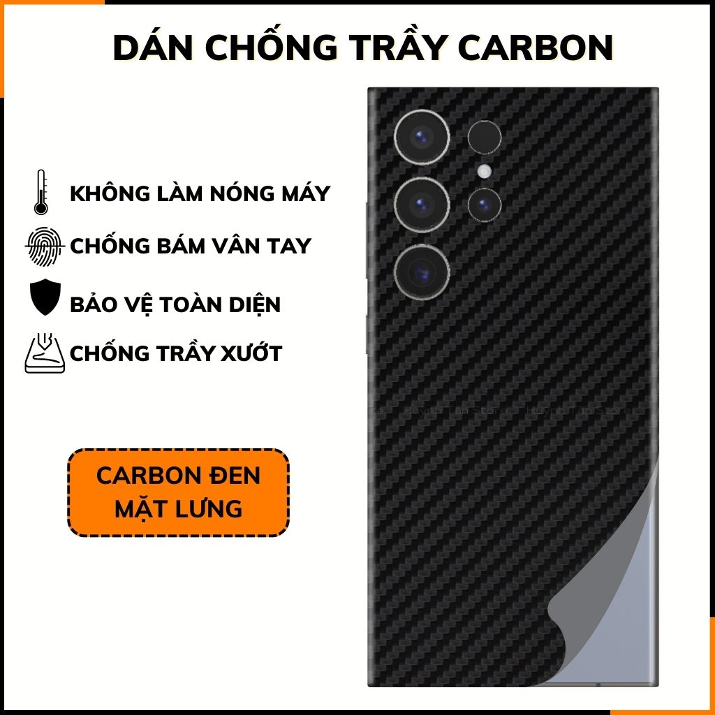 Miếng dán samsung s24 ultra carbon trong và đen chống trầy xướt chống bám vân tay phụ kiện điện thoại huỳnh tân store