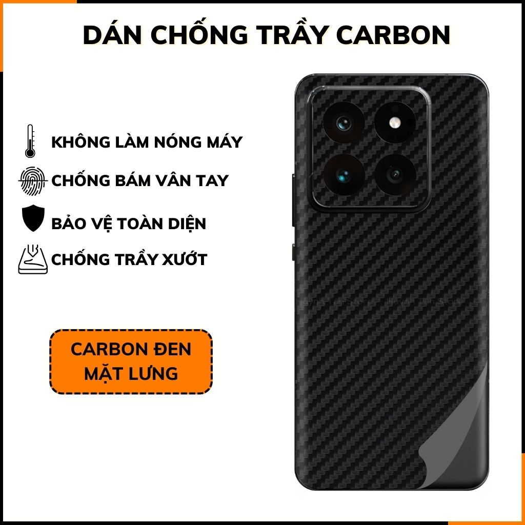 Miếng dán xiaomi mi 14 pro carbon trong và đen chống trầy xướt chống bám vân tay phụ kiện điện thoại huỳnh tân store