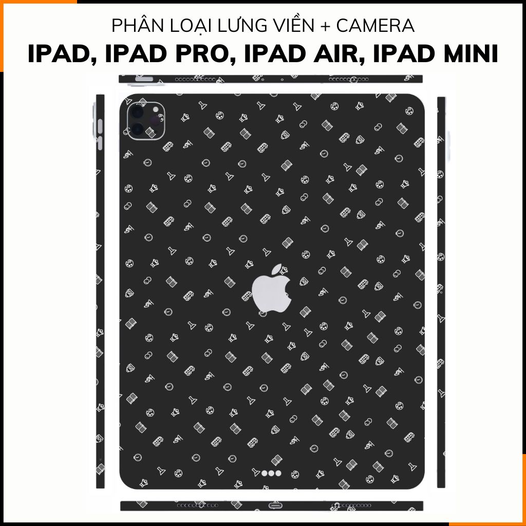 Dán skin ipad , ipad pro, ipad air , ipad mini full body và camera chính hãng 3M - MANY STICKER BLACK -  SK B14 02 phụ kiện điện thoại huỳnh tân store