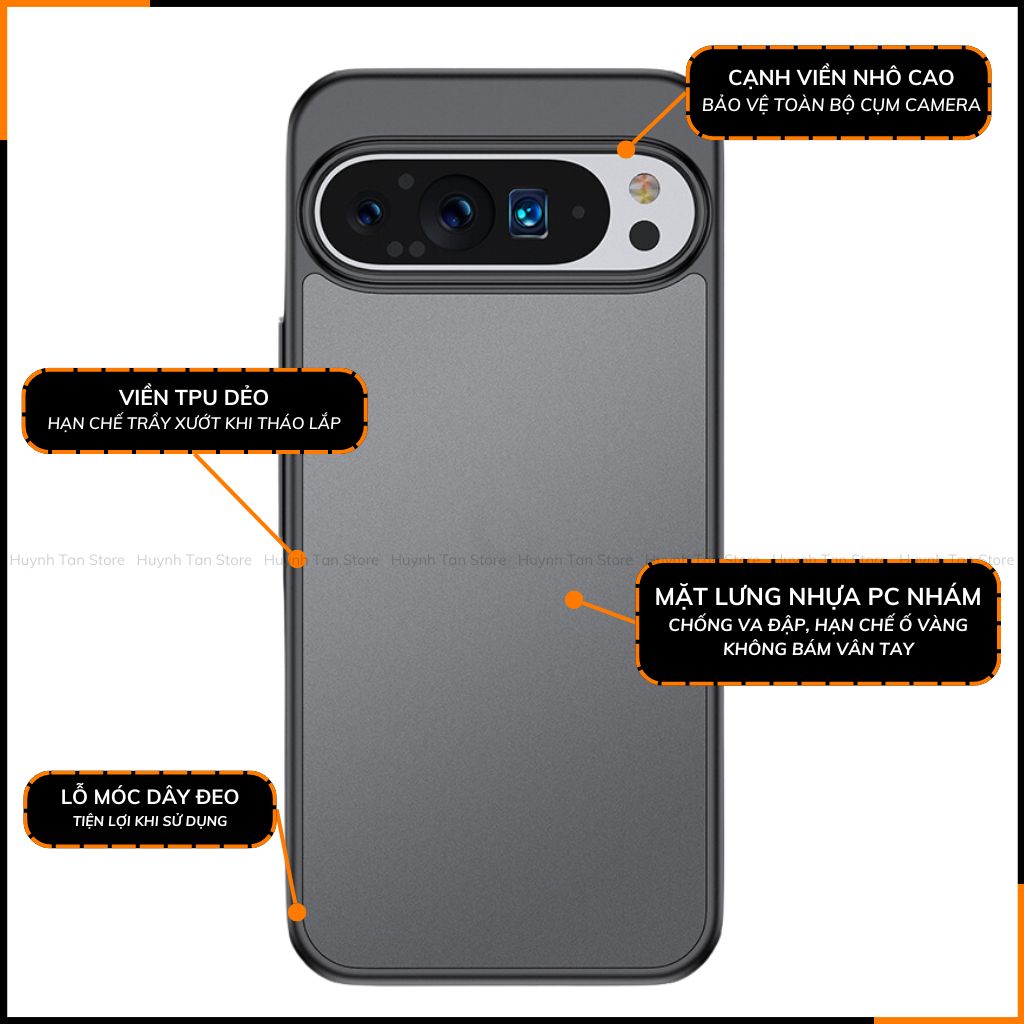 Ốp lưng google pixel 9 pro xl chống sốc chống vân tay NHÁM VIỀN MÀU VER 2 bảo vệ camera phụ kiện huỳnh tân store