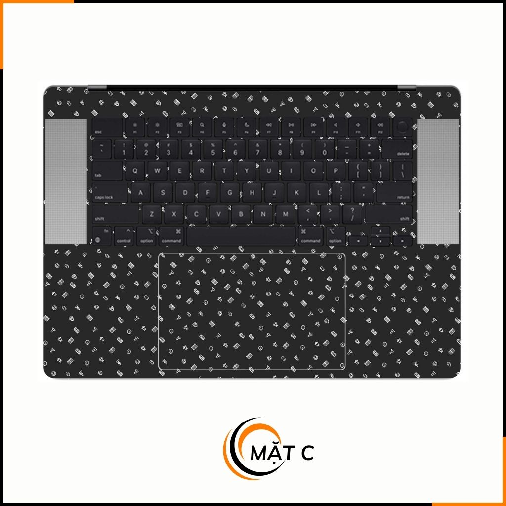 Dán skin macbook pro, macbook air chính hãng 3M nhập khẩu USA - SKIN 3M - MACBOOK - MANY STICKER BLACK - SK-B14-02 phụ kiện điện thoại huỳnh tân store