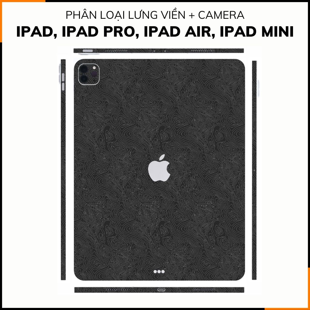 Dán skin ipad , ipad pro, ipad air , ipad mini full body và camera chính hãng 3M - MAP BLACK -  SK B13 02 phụ kiện điện thoại huỳnh tân store