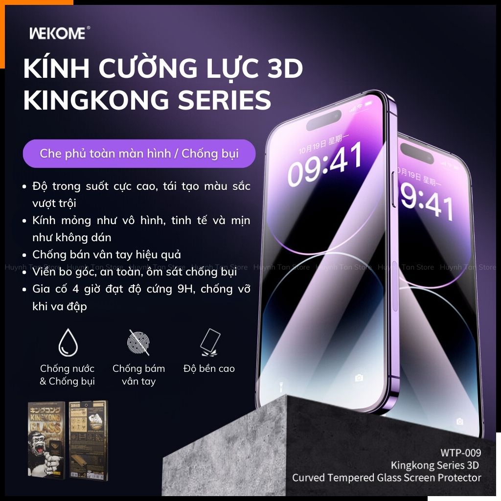 Cường lực KINGKONG iphone 16 pro max ip 15 14 13 12 pro chính hãng WEKOME bán chạy [WTP - 009]
