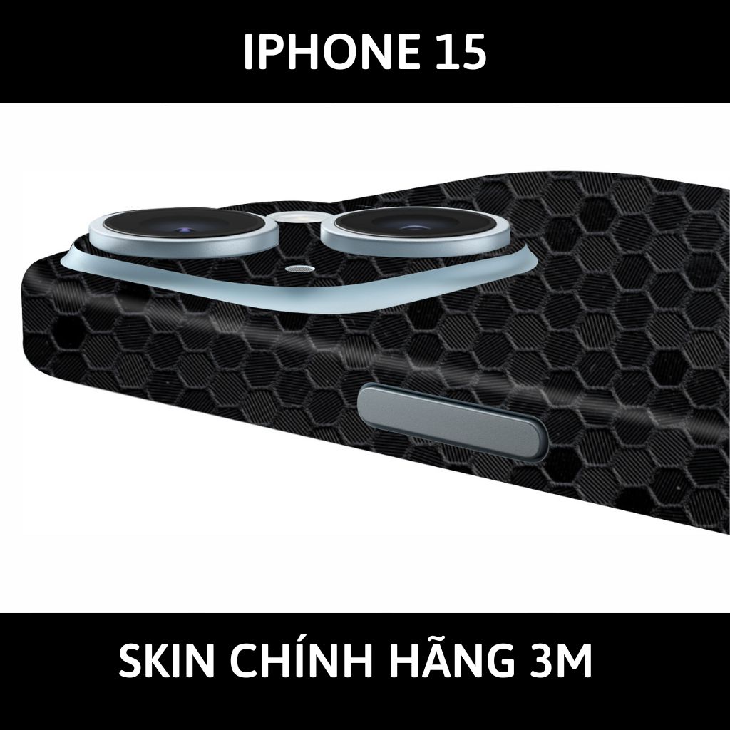 Dán skin điện thoại Iphone 15, Iphone 15 Plus full body và camera nhập khẩu chính hãng USA phụ kiện điện thoại huỳnh tân store - HONEYCOMB BLACK - Warp Skin Collection