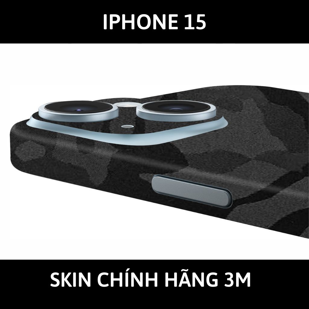 Dán skin điện thoại Iphone 15, Iphone 15 Plus full body và camera nhập khẩu chính hãng USA phụ kiện điện thoại huỳnh tân store - CAMO BLACK - Warp Skin Collection