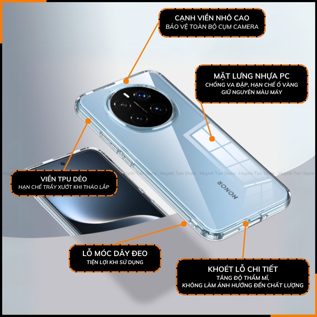 Ốp lưng honor magic 7 pro  chống sốc CLEAR COLOR VER 4 trong suốt không ố vàng bảo vệ camera