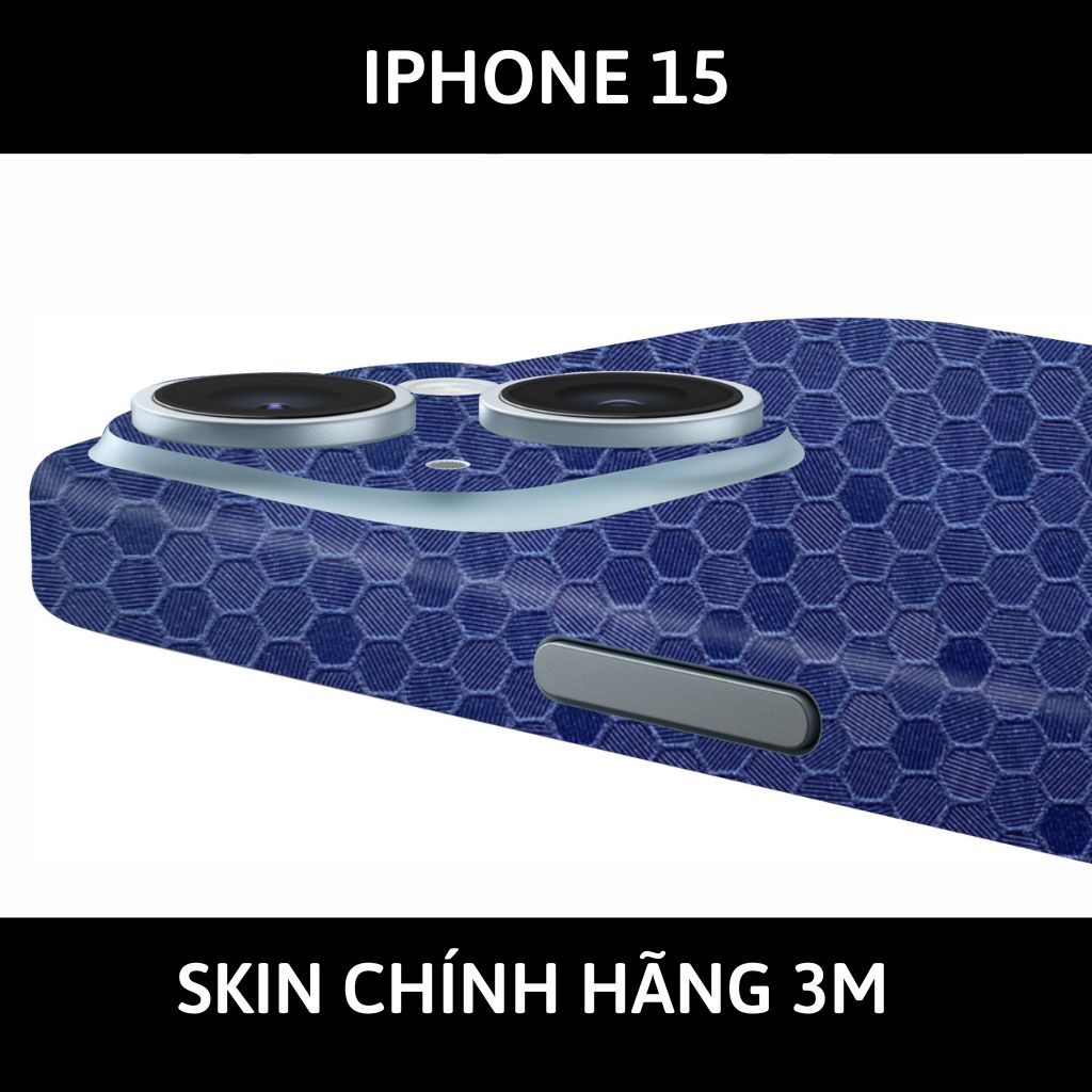 Dán skin điện thoại Iphone 15, Iphone 15 Plus full body và camera nhập khẩu chính hãng USA phụ kiện điện thoại huỳnh tân store - HONEYCOMB BLUE - Warp Skin Collection