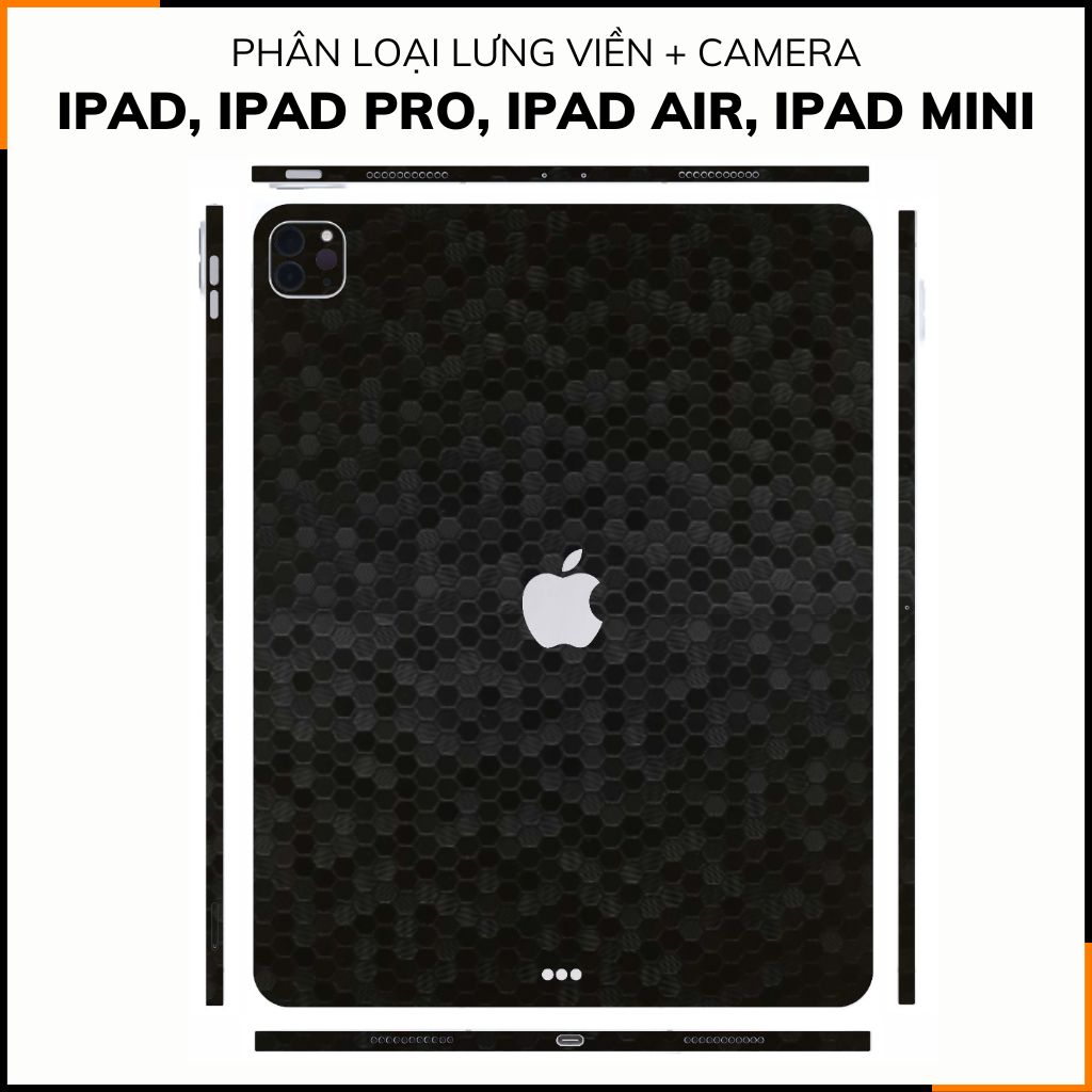 Dán skin ipad , ipad pro, ipad air , ipad mini full body và camera chính hãng 3M - HONEYCOMB BLACK  - SK-B11-05 phụ kiện điện thoại huỳnh tân store