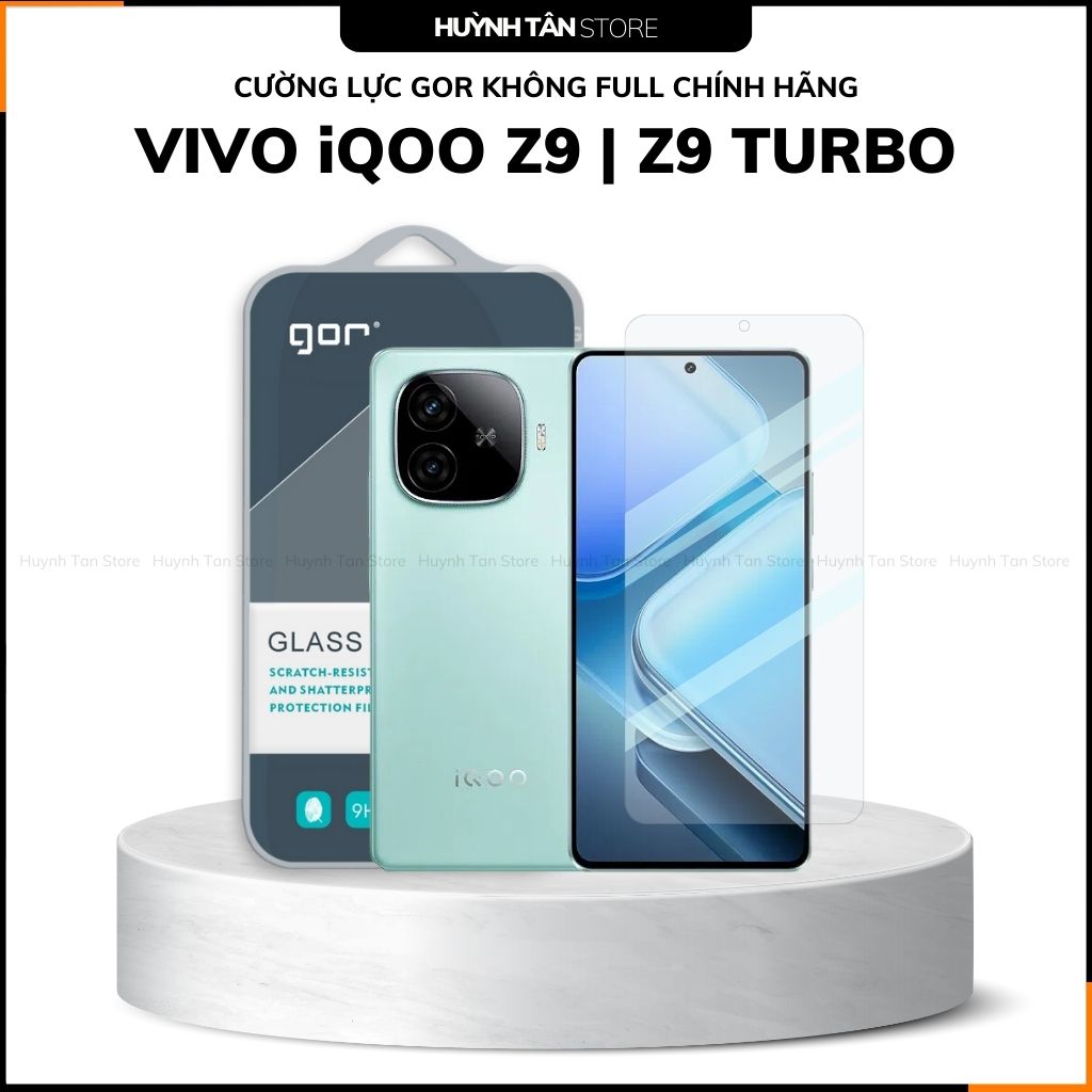 Kính cường lực trong suốt vivo iQOO Z9, Z9 Turbo KHÔNG FULL MÀN chống bám vân tay chính hãng GOR