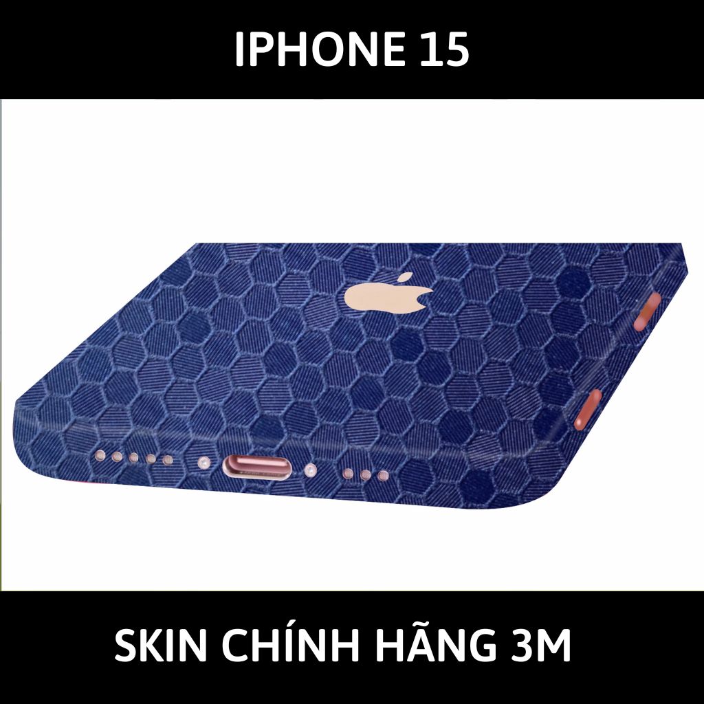 Dán skin điện thoại Iphone 15, Iphone 15 Plus full body và camera nhập khẩu chính hãng USA phụ kiện điện thoại huỳnh tân store - HONEYCOMB BLUE - Warp Skin Collection