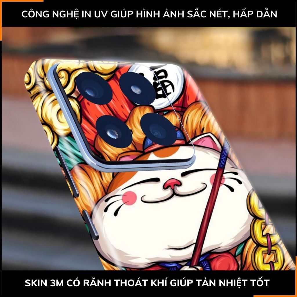 Dán skin điện thoại Xiaomi Mi 14 , Mi 14 Pro full body và camera nhập khẩu chính hãng USA in hình LUCKY CAT - SKD Y13 phụ kiện điện thoại huỳnh tân store