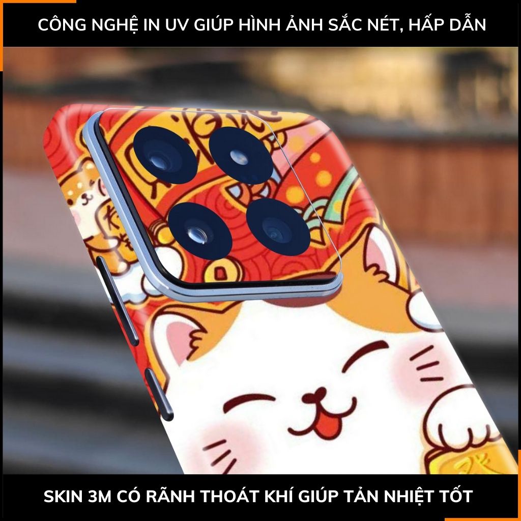 Dán skin điện thoại Xiaomi Mi 14 , Mi 14 Pro full body và camera nhập khẩu chính hãng USA in hình LUCKY CAT - SKD Y02 phụ kiện điện thoại huỳnh tân store