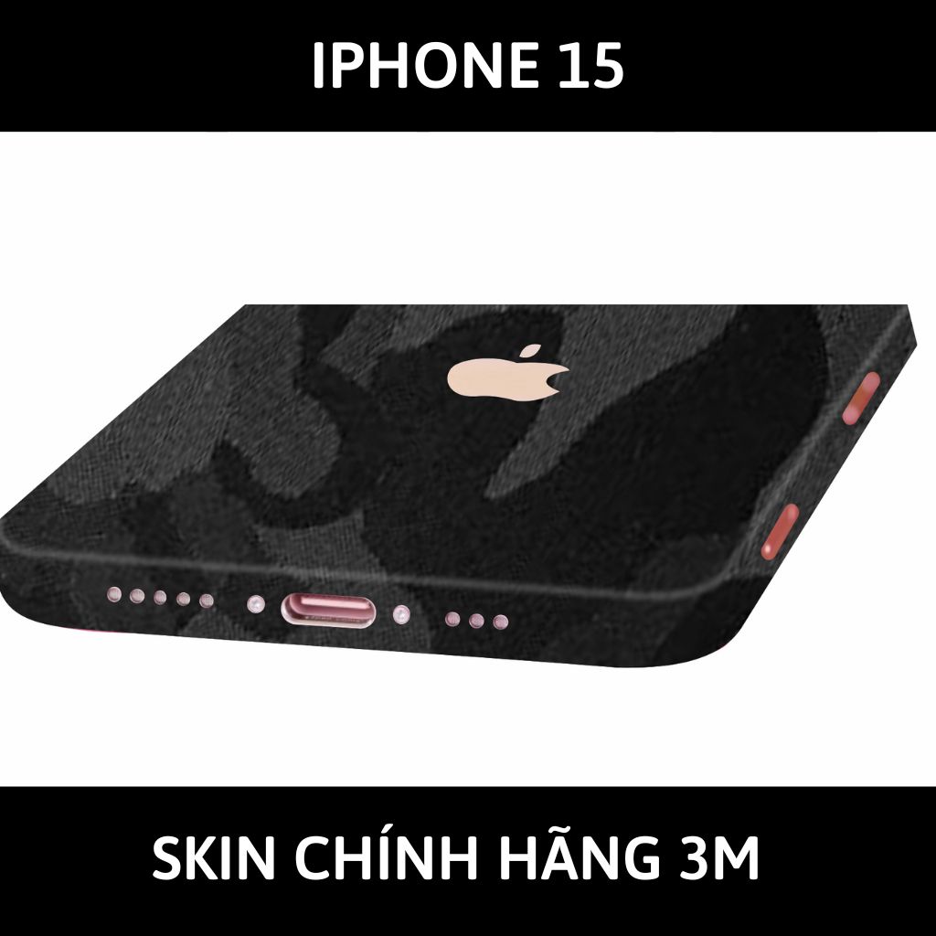 Dán skin điện thoại Iphone 15, Iphone 15 Plus full body và camera nhập khẩu chính hãng USA phụ kiện điện thoại huỳnh tân store - CAMO BLACK - Warp Skin Collection