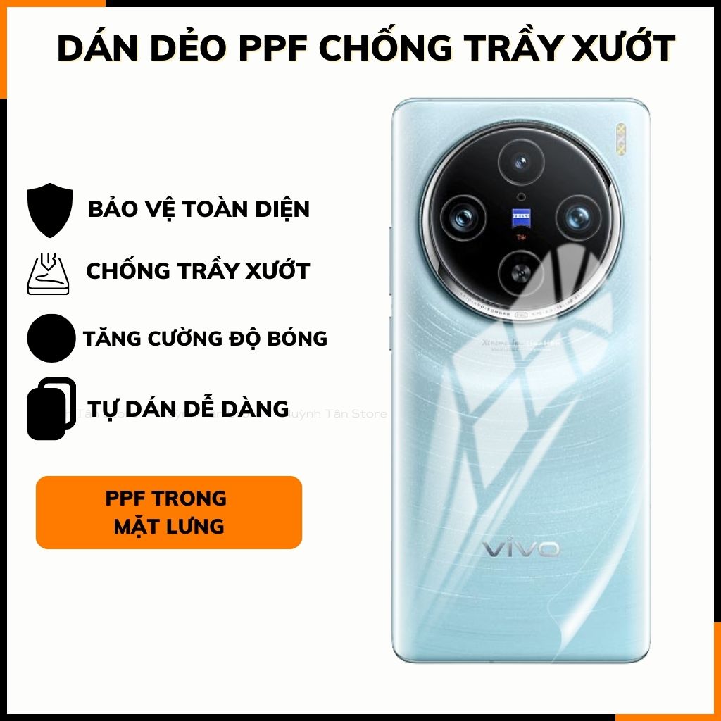 Dán dẻo ppf vivo x100 pro trong suốt hoặc nhám chống bám vân tay bảo vệ camera mua 1 tặng 1 phụ kiện điện thoại huỳnh tân store