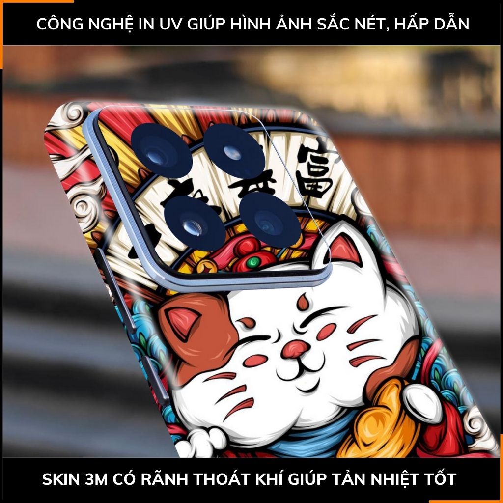 Dán skin điện thoại Xiaomi Mi 14 , Mi 14 Pro full body và camera nhập khẩu chính hãng USA in hình LUCKY CAT - SKD Y08 phụ kiện điện thoại huỳnh tân store