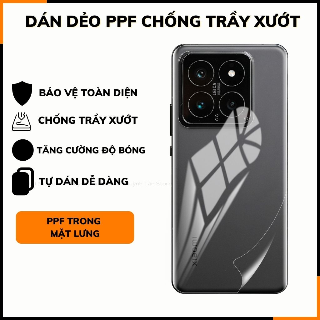 Dán dẻo ppf xiaomi mi 14 trong suốt hoặc nhám chống bám vân tay bảo vệ camera mua 1 tặng 1 phụ kiện điện thoại huỳnh tân store