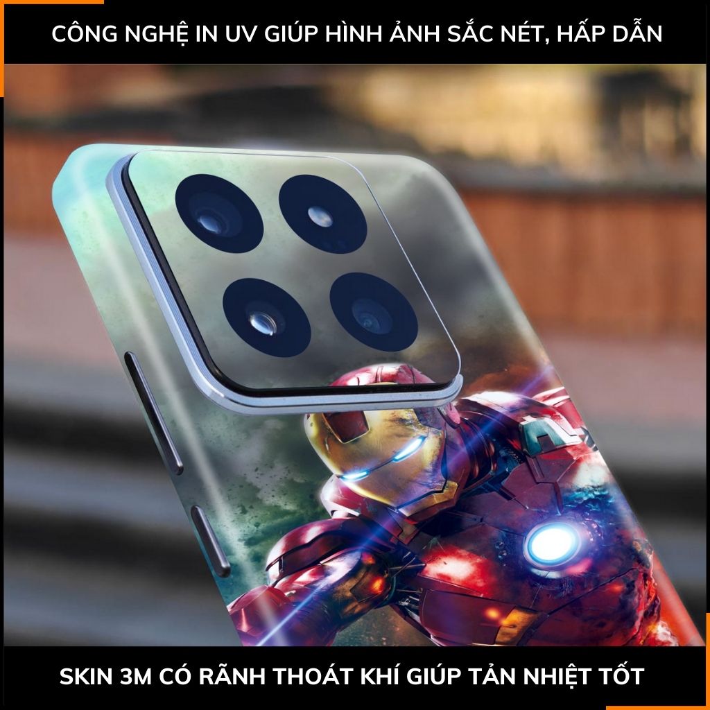 Dán skin điện thoại Xiaomi Mi 14 , Mi 14 Pro full body và camera nhập khẩu chính hãng USA in hình IRON MAN - SKD I02 phụ kiện điện thoại huỳnh tân store