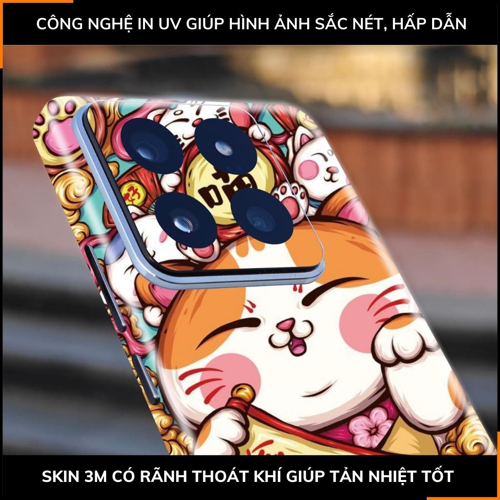 Dán skin điện thoại Xiaomi Mi 14 , Mi 14 Pro full body và camera nhập khẩu chính hãng USA in hình LUCKY CAT - SKD Y15 phụ kiện điện thoại huỳnh tân store