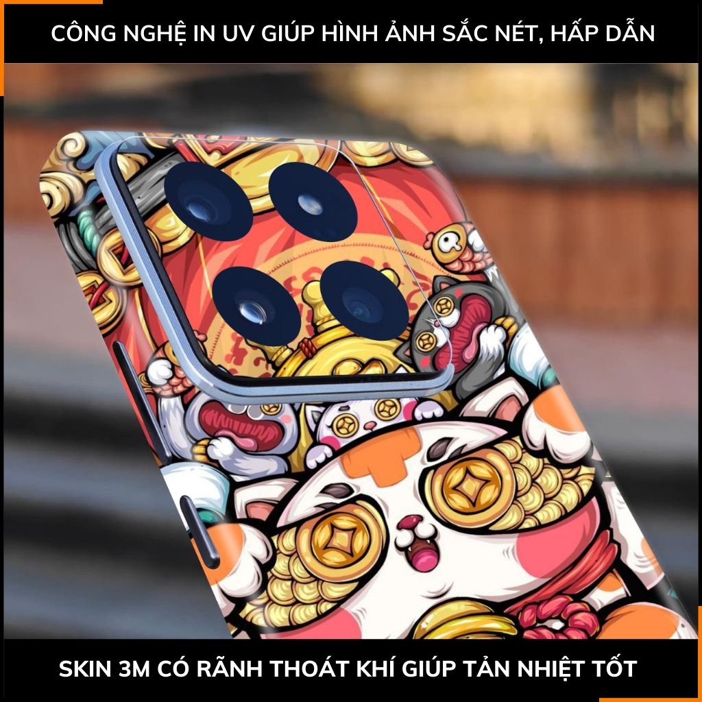 Dán skin điện thoại Xiaomi Mi 14 , Mi 14 Pro full body và camera nhập khẩu chính hãng USA in hình LUCKY CAT - SKD Y04 phụ kiện điện thoại huỳnh tân store