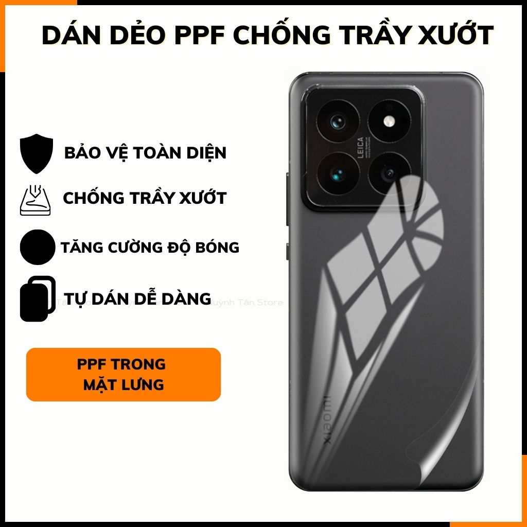 Dán dẻo ppf xiaomi mi 14 pro trong suốt hoặc nhám chống bám vân tay bảo vệ camera mua 1 tặng 1 phụ kiện điện thoại huỳnh tân store
