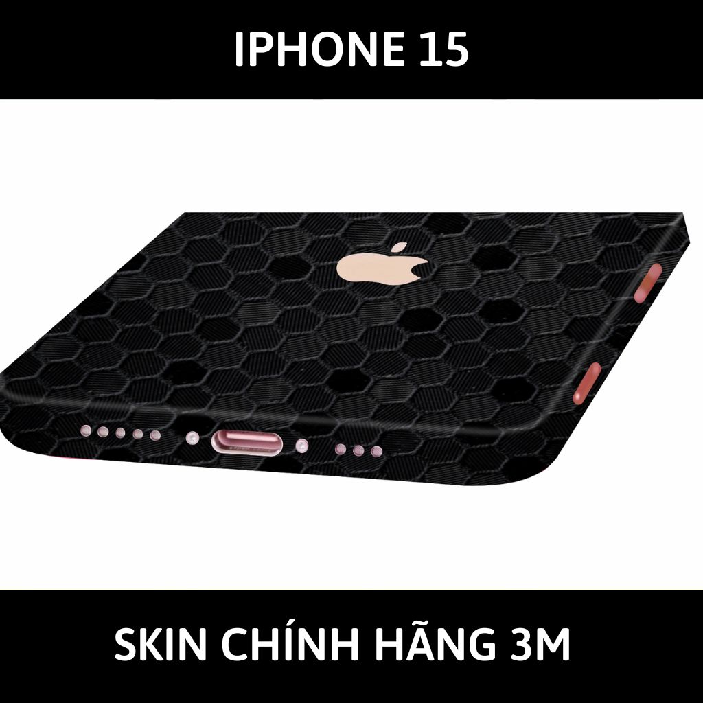 Dán skin điện thoại Iphone 15, Iphone 15 Plus full body và camera nhập khẩu chính hãng USA phụ kiện điện thoại huỳnh tân store - HONEYCOMB BLACK - Warp Skin Collection