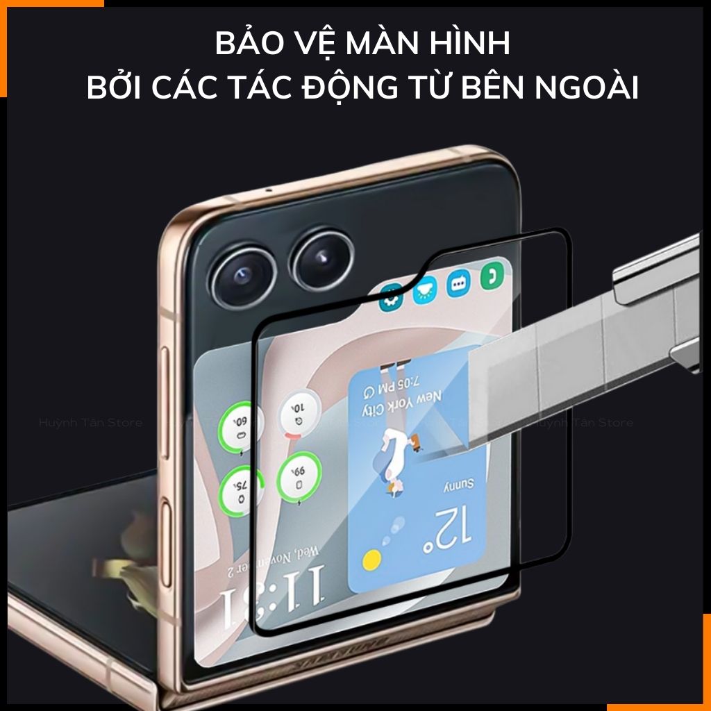 Kính cường lực z flip 5 trong suốt màn ngoài chống bám vân tay chính hãng KUZOOM phụ kiện điện thoại huỳnh tân store