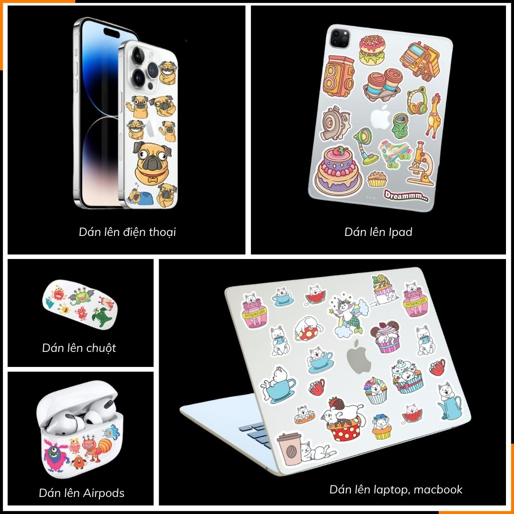 Hình dán sticker đẹp khủng long cute Animal ST G13 chất liệu vinyl phủ lớp chống thấm bay màu phù hợp dán mọi bề mặt phụ kiện huỳnh tân store
