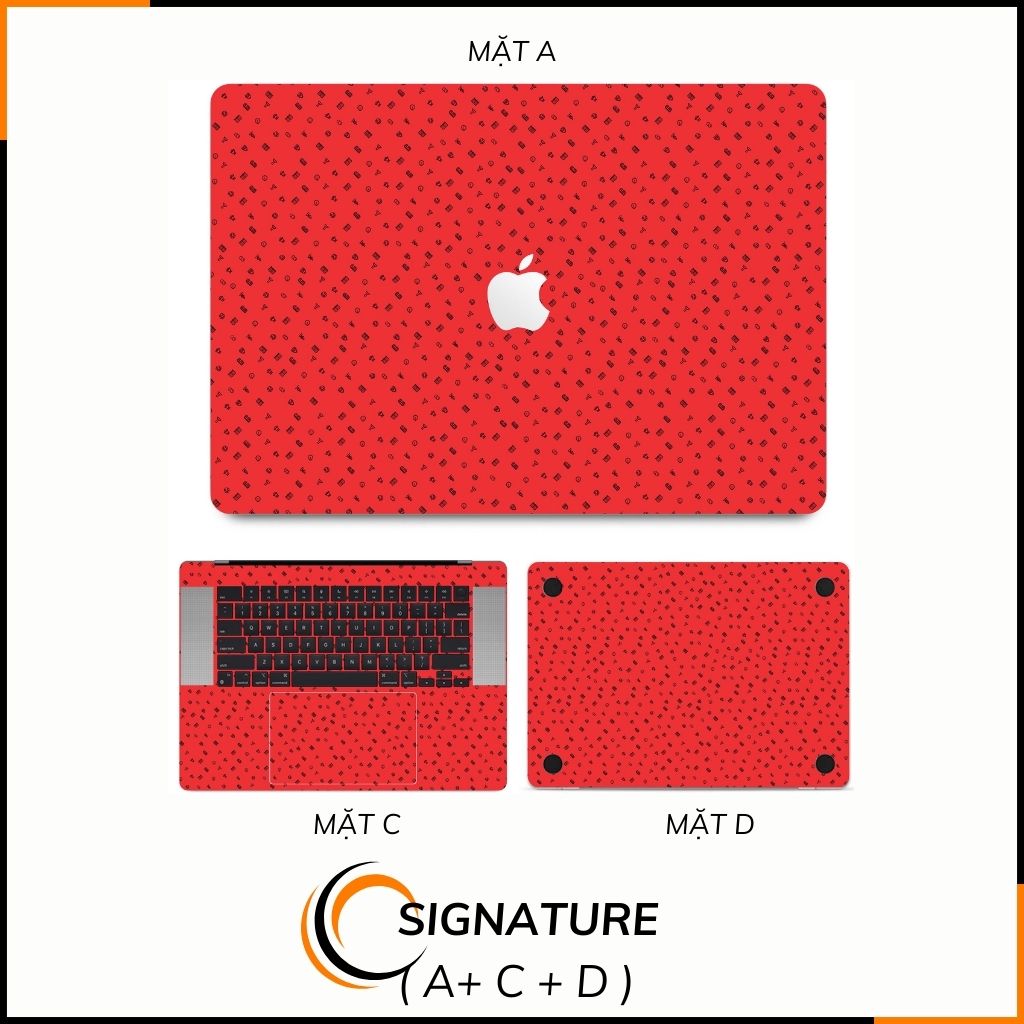 Dán skin macbook pro, macbook air chính hãng 3M nhập khẩu USA - SKIN 3M - MACBOOK - MANY STICKER RED - SK-B14-01 phụ kiện điện thoại huỳnh tân store