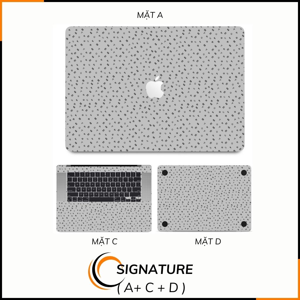 Dán skin macbook pro, macbook air chính hãng 3M nhập khẩu USA - SKIN 3M - MACBOOK - MANY STICKER GREY - SK-B14-03 phụ kiện điện thoại huỳnh tân store