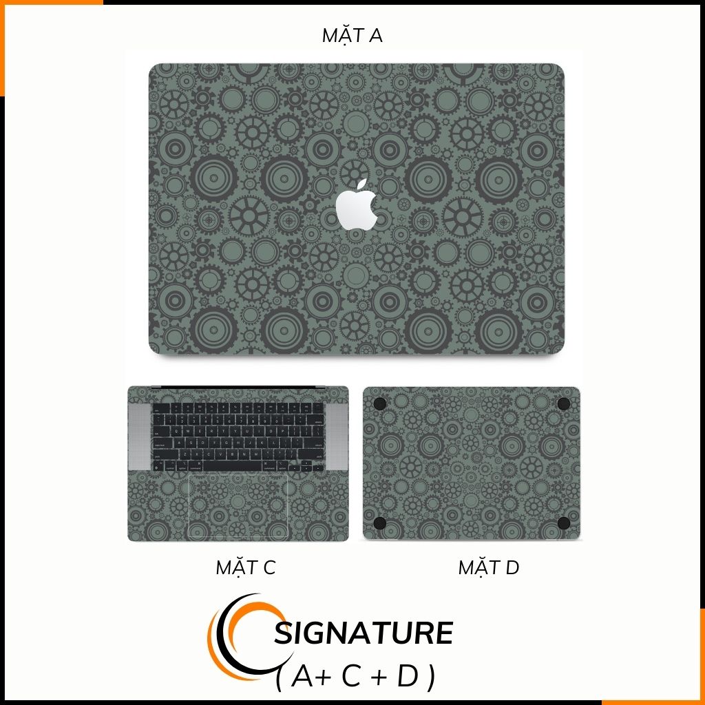 Dán skin macbook pro, macbook air chính hãng 3M nhập khẩu USA - SKIN 3M - MACBOOK - BÁNH RĂNG - SK-B10-01 phụ kiện điện thoại huỳnh tân store