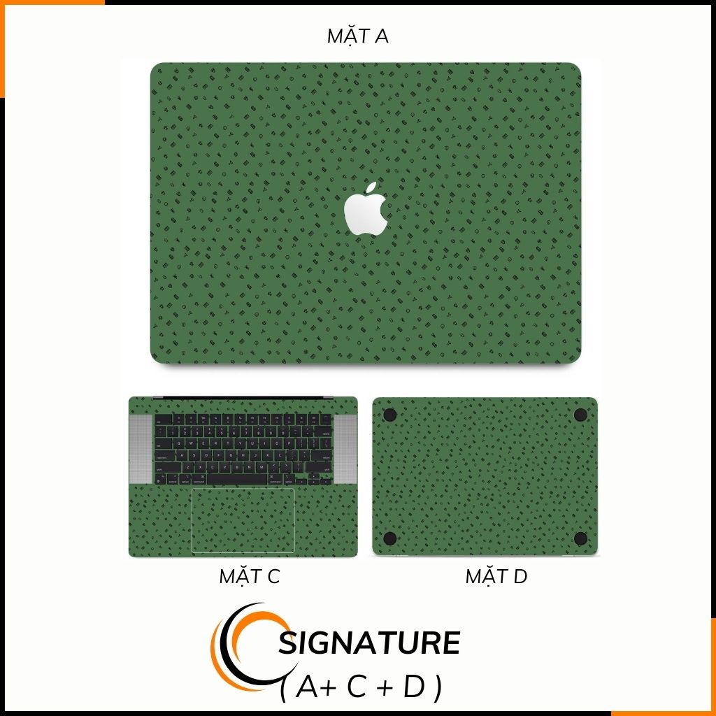 Dán skin macbook pro, macbook air chính hãng 3M nhập khẩu USA - SKIN 3M - MACBOOK - MANY STICKER GREEN - SK-B14-05 phụ kiện điện thoại huỳnh tân store