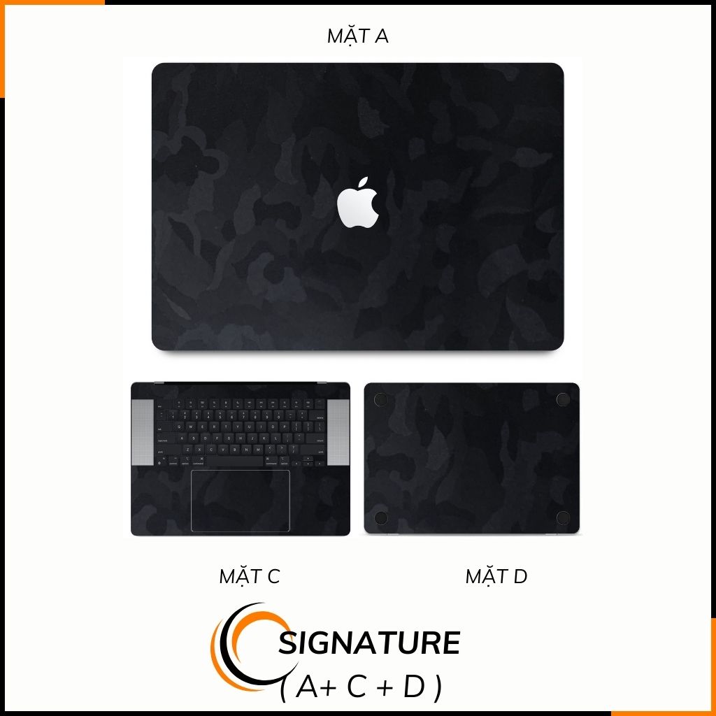 Dán skin macbook pro, macbook air chính hãng 3M nhập khẩu USA - SKIN 3M - MACBOOK - CAMO BLACK - SK-B12-01 phụ kiện điện thoại huỳnh tân store