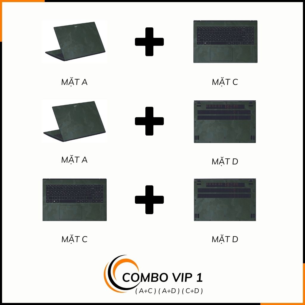 Dán skin laptop asus, dell , acer, hp, msi chính hãng ORAFOL nhập khẩu ĐỨC - SKIN 3M - LAPTOP - CAMO GREEN - SK-B12-02 phụ kiện điện thoại huỳnh tân store