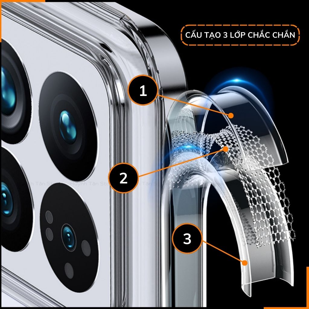 Ốp lưng xiaomi mi 14, mi 14 pro chống sốc CLEAR COLOR VER 4 trong suốt không ố vàng bảo vệ camera phụ kiện huỳnh tân store