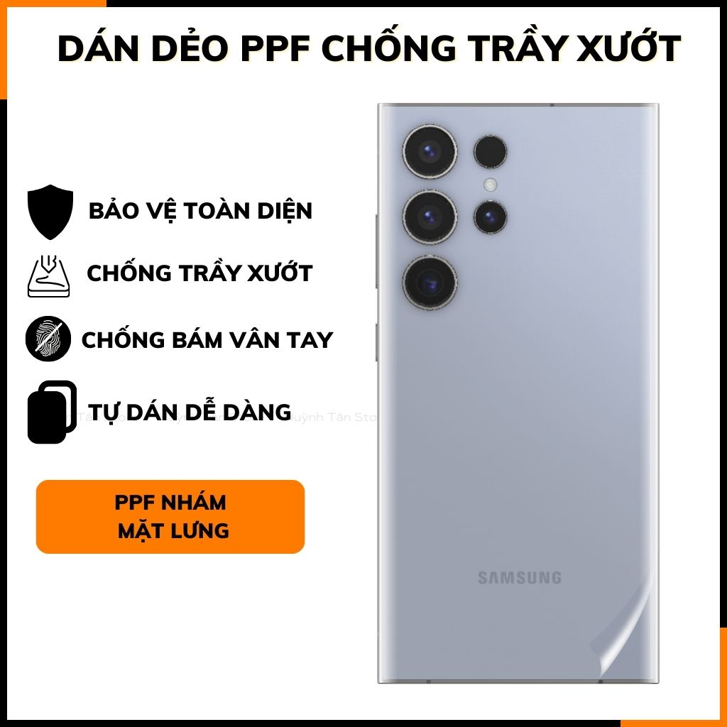 Dán dẻo ppf samsung s24 ultra trong suốt hoặc nhám chống bám vân tay bảo vệ camera mua 1 tặng 1 phụ kiện điện thoại huỳnh tân store