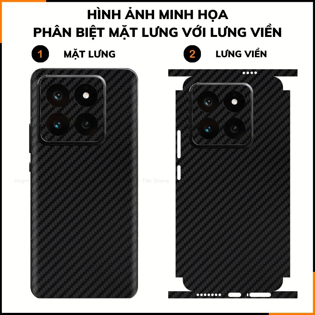 Miếng dán xiaomi mi 14 pro carbon trong và đen chống trầy xướt chống bám vân tay phụ kiện điện thoại huỳnh tân store