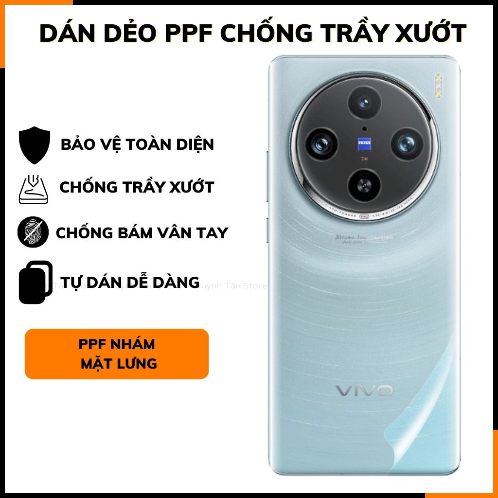 Dán dẻo ppf vivo x100 pro trong suốt hoặc nhám chống bám vân tay bảo vệ camera mua 1 tặng 1 phụ kiện điện thoại huỳnh tân store