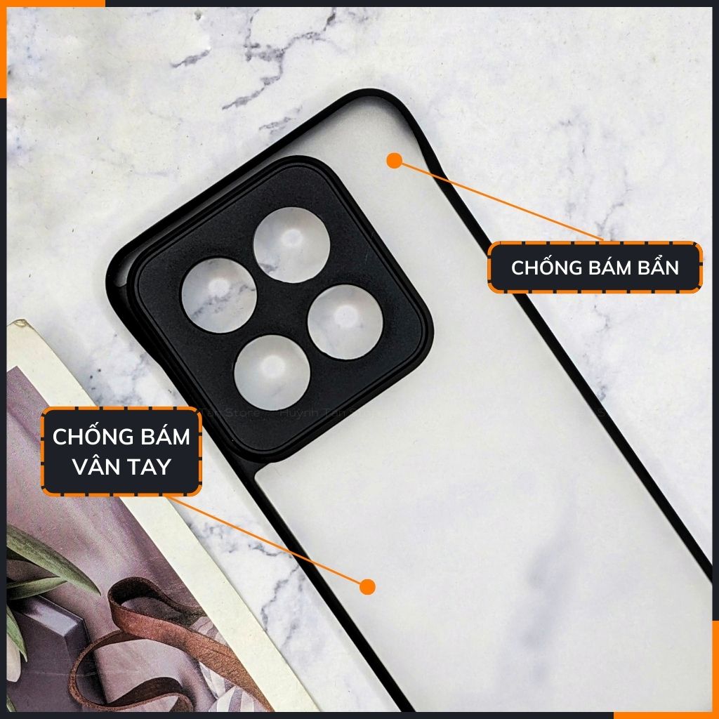 Ốp lưng xiaomi mi 14 pro nửa cạnh lưng nhám chống bám vân tay bảo vệ camera phụ kiện điện thoại huỳnh tân store