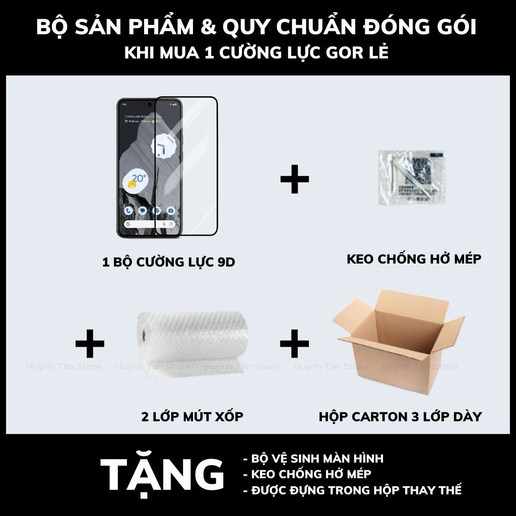 Kính cường lực google pixel 8 9D full màn chính hãng trong suốt bảo vệ màn hình phụ kiện huỳnh tân store