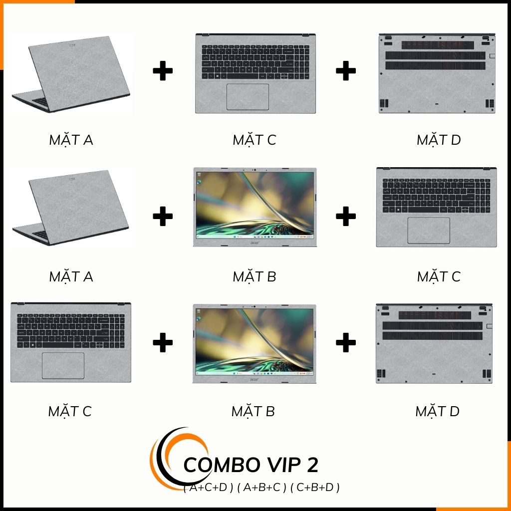 Dán skin laptop asus, dell , acer, hp, msi chính hãng ORAFOL nhập khẩu ĐỨC - SKIN 3M - LAPTOP - MANY STICKER GREY  - SK B14 03 phụ kiện điện thoại huỳnh tân store