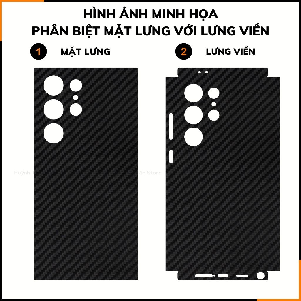 Miếng dán samsung s24 ultra carbon trong và đen chống trầy xướt chống bám vân tay phụ kiện điện thoại huỳnh tân store