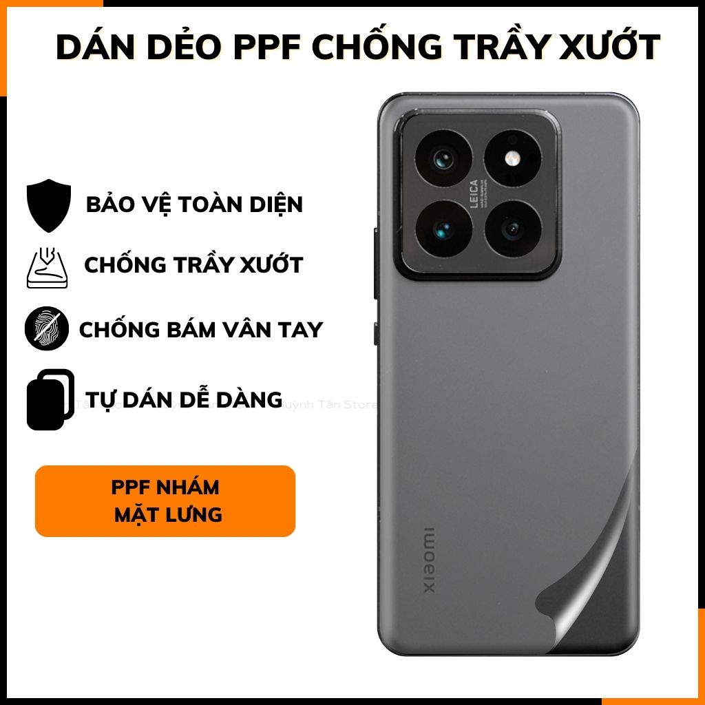 Dán dẻo ppf xiaomi mi 14 pro trong suốt hoặc nhám chống bám vân tay bảo vệ camera mua 1 tặng 1 phụ kiện điện thoại huỳnh tân store